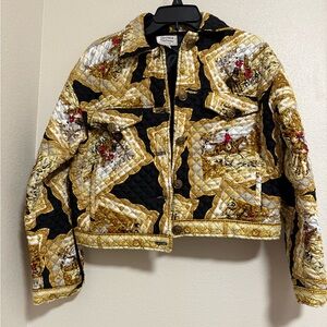 Vintage East West Traditions Quilted Equestrian Horse Print Jacket USA Made